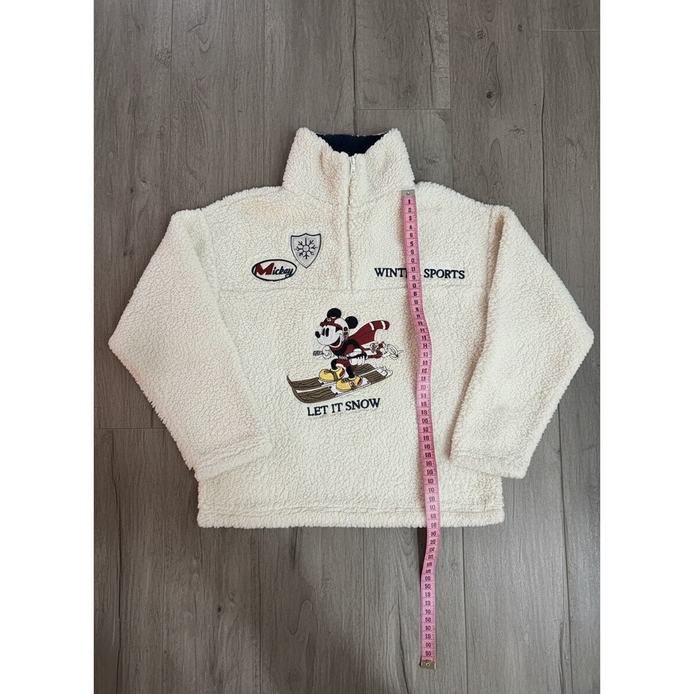NWT Women S Disney Mickey Mouse Winter Sports Sherpa Fleece Quarter Zip Pullover